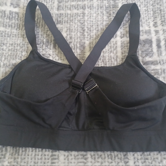 Under Armour Mid Crossback Black Compression Sports Bra Sz L w/ removable pads - Picture 3 of 4
